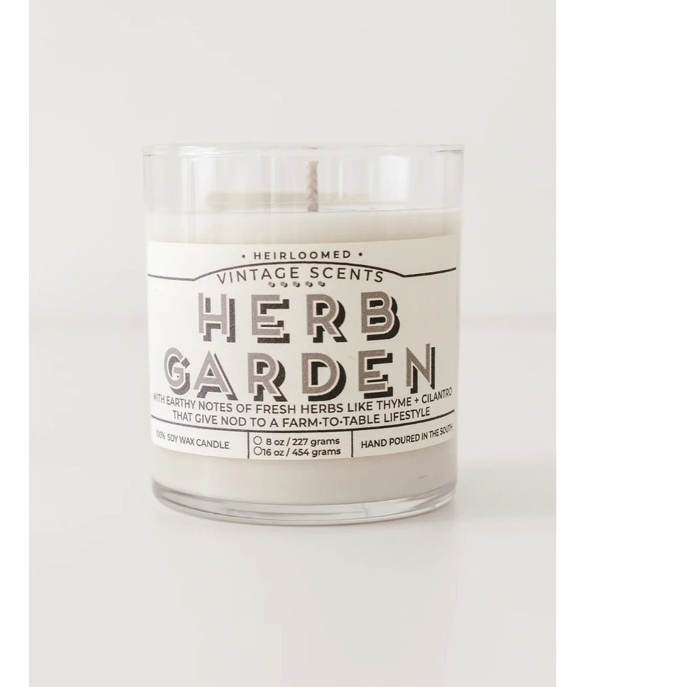 HAND POURED SOY CANDLE IN HERB GARDEN